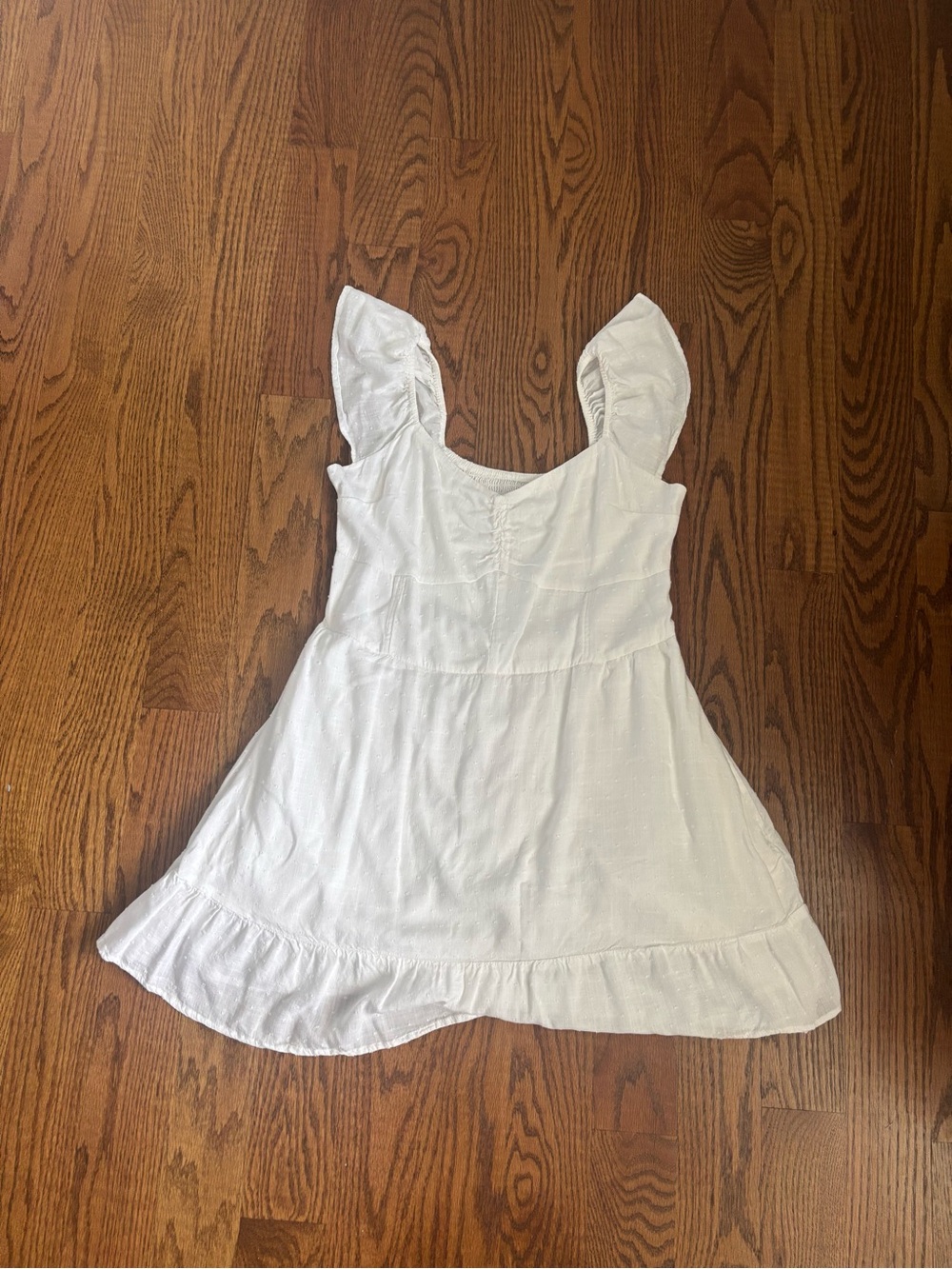 Hollister White Ruffle Strap Mini Dress